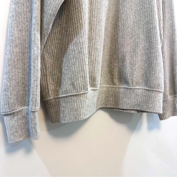 WILFRED FREE grey ribbed velour crewneck sweatshirt - Picture 4 of 5